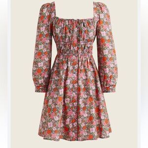 J. Crew liberty London Long Sleeve Floral Dress in Pink and Red